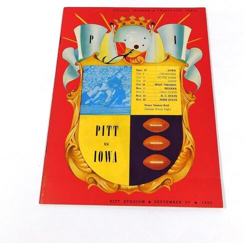 1952 Iowa at Pittsburgh College Football Program 9-27-52 - College Programs in Saudi Arabia