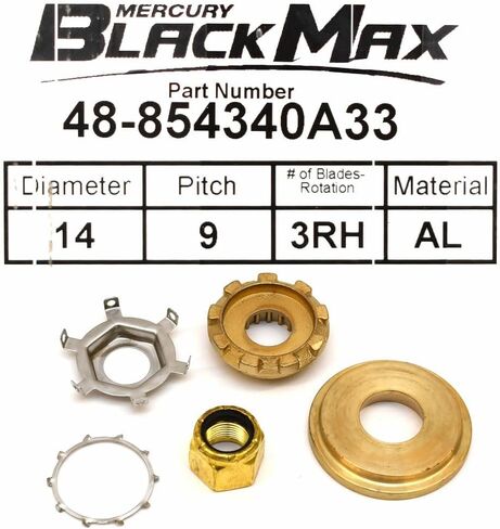Black Max Boat Propeller 48-854340A33 | RH 14 x 9 P Aluminum in Saudi Arabia