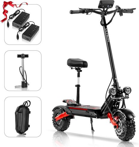 Electric Scooter with Seat for Adults, 60V 6000W Electric Scooters Adult 52mph with 1440WH Battery, Up to 50Miles Long Range, Dual Motor 11" Tubeless Off-Road Folding E-Scooter for Adults in Saudi Arabia