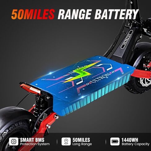 Electric Scooter with Seat for Adults, 60V 6000W Electric Scooters Adult 52mph with 1440WH Battery, Up to 50Miles Long Range, Dual Motor 11" Tubeless Off-Road Folding E-Scooter for Adults in Saudi Arabia