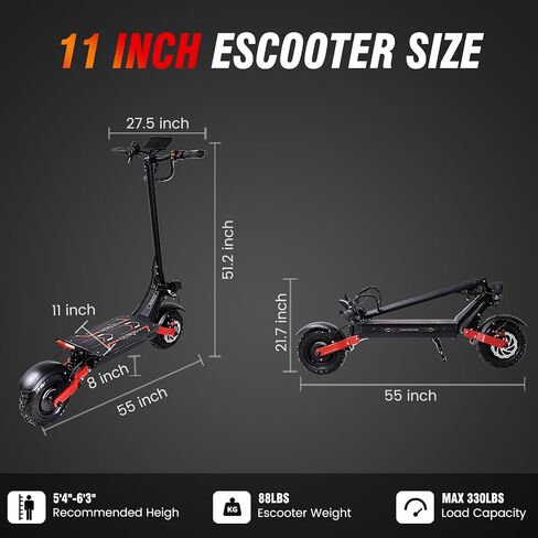 Electric Scooter with Seat for Adults, 60V 6000W Electric Scooters Adult 52mph with 1440WH Battery, Up to 50Miles Long Range, Dual Motor 11" Tubeless Off-Road Folding E-Scooter for Adults in Saudi Arabia