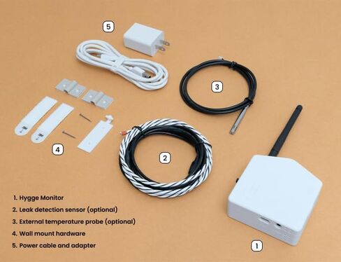 Hygge Cellular Temperature Monitor for RV, Home, Camper & Server Room| 24/7 Remote Monitoring with Power Outage Alert, Humidity & Freeze Sensor | 1 Year Subscription Included in Saudi Arabia