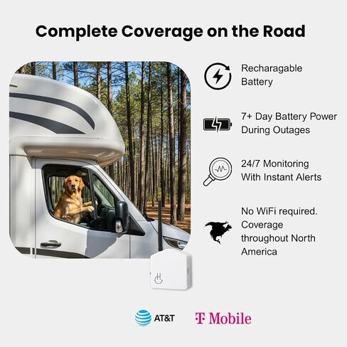 Hygge Cellular Temperature Monitor for RV, Home, Camper & Server Room| 24/7 Remote Monitoring with Power Outage Alert, Humidity & Freeze Sensor | 1 Year Subscription Included in Saudi Arabia