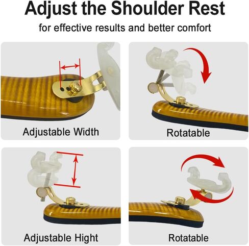 Flame Maple Violin Shoulder Rest for 3/4 4/4 violin Ergonomic Design with Padded Cushion, Non-Slip Feet Violin Accessory for Comfort & Stability Adjustable height Durable for adult in Kuwait