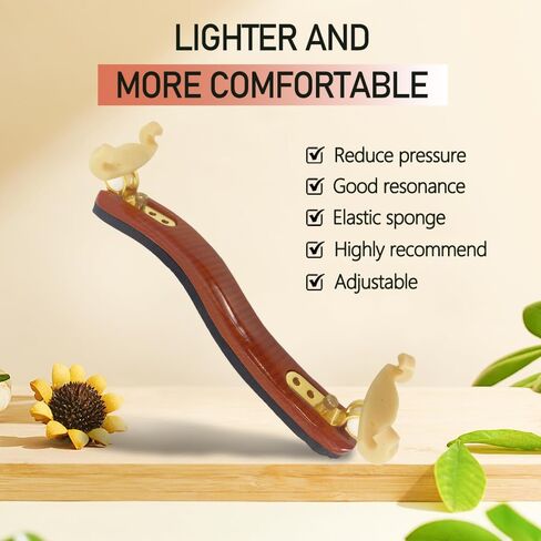 Flame Maple Violin Shoulder Rest for 3/4 4/4 violin Ergonomic Design with Padded Cushion, Non-Slip Feet Violin Accessory for Comfort & Stability Adjustable height Durable for adult in Kuwait
