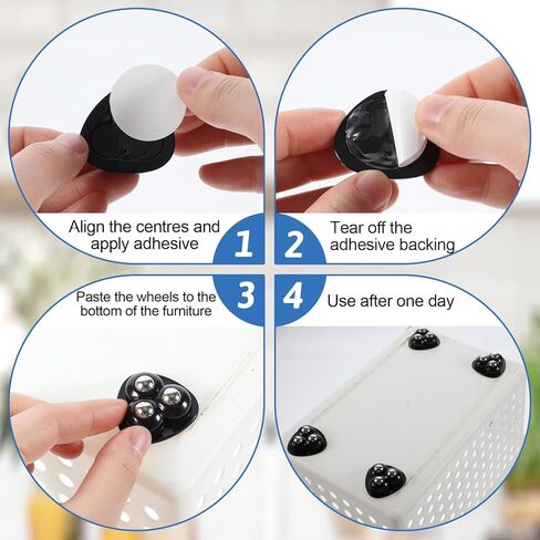 8Pcs Self Adhesive Caster Wheels 360° Swivel Mini Rollers 1.47 Inches Small Appliance Wheels for Storage Box, Small Appliance Storage Bins in Saudi Arabia