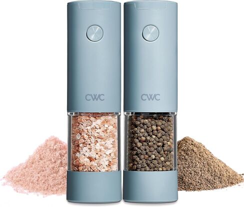 COOK WITH COLOR Set Of 2 Electric Salt And Pepper Grinder Set, Pepper Mill Shakers, Automatic Adjustable Coarseness, For Peppercorns, Spices, Battery, Led Light, 6.3" x 3" x 7.7", Dusty Rose in Kuwait