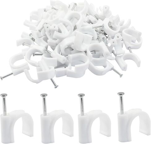 Hordion 100 Pack Half Clamp J-Hook with Nail, 1/2" Pex Clamps Cable Clips Pex Hangers for for 1/2" OD Tubing Pipe Support, White (16mm) in Kuwait
