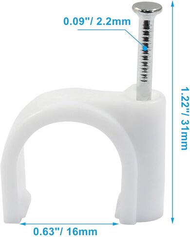 Hordion 100 Pack Half Clamp J-Hook with Nail, 1/2" Pex Clamps Cable Clips Pex Hangers for for 1/2" OD Tubing Pipe Support, White (16mm) in Kuwait