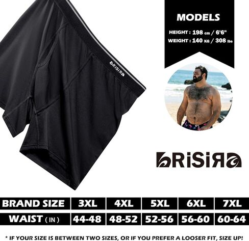 Brisira Big and Tall Boxer ملخصات للرجال Men Bamboo Viscose Moisture Wicking Treptable لا ركوب الملابس الداخلية مع Fly 4 Pack in Kuwait