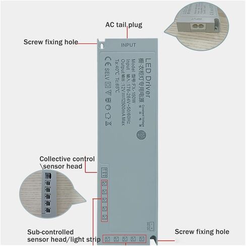 AC 176V-265V to DC 12V 24V 150W Cabinet LED Light Switch Power Supply Closet Motion Sensor with Constant Voltage Drive(24V_100W) in Saudi Arabia