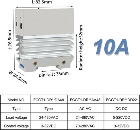 10A 25A 40A 60A 80A 100A Single Phase Slim SSR Solid State Relay with Heat Sink Industrial Relay DIN Rail Mount 1Pcs(AC Control AC,80A) in Saudi Arabia