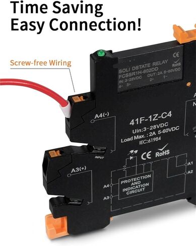 DC Control AC Slim Interface Solid State Relay Module Din SSR Slim Relay DC Control DC 41F-1Z-C2/C4 SSR Relay Din Rail 1Pcs(2A SSR DC-AC C4) in Saudi Arabia