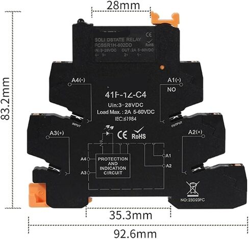 DC Control AC Slim Interface Solid State Relay Module Din SSR Slim Relay DC Control DC 41F-1Z-C2/C4 SSR Relay Din Rail 1Pcs(2A SSR DC-AC C4) in Saudi Arabia