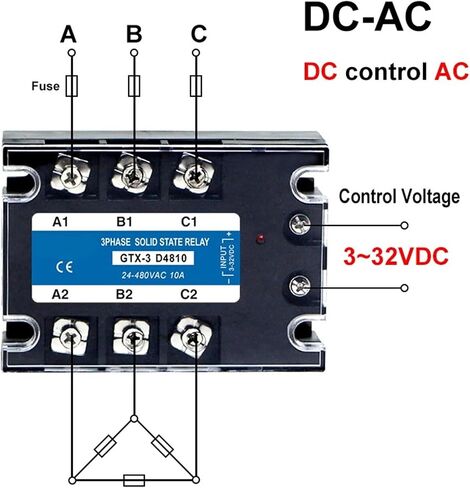 3-SSR DC-AC 10A 25A 40A 60A 80A 100A 120A 200A وحدة ترحيل الحالة الصلبة ثلاث مرحلة 3-32V DC CONTROL 24-480V AC 10DA 25DA 40DA 1PCS (H-110 (10-40A)) in Saudi Arabia