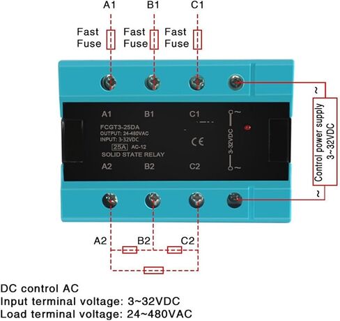 DA ثلاث مرحلة من المرحلة الصلبة ترحيل 25A 40A 100A DC إلى AC 3 المرحلة SSR 3-32V DC CONTROL 24-480V 1PCS (DC CONTROL AC ، 80A) in Saudi Arabia