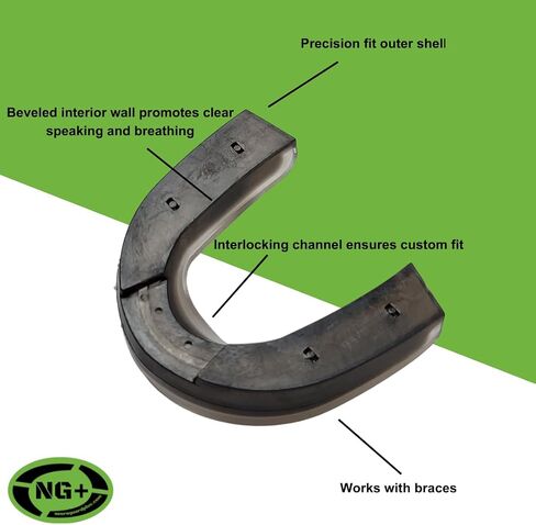 Ng + Mouthguard - زيادة القوة + القدرة على التحمل - تقليل قوات G - تحدث بوضوح - التنفس أسهل - تصميم أسنان منخفضة براءة اختراع (أخضر) in Saudi Arabia