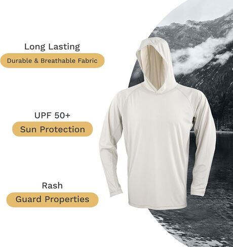 Men's Athletic Hooded Long Sleeve Fishing Shirts UPF 50 UV Sun Protection Shirts Lightweight Rash Guard in Kuwait