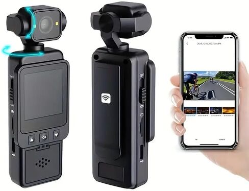 Body Mounted Video Cameras, 2.5K Portable Vlogging Camera with WiFi, Night Vision & Stabilization Mini Action Camera for Travel, Sports, Covert Recording (1.6" Screen, Rotatable Lens) in Saudi Arabia