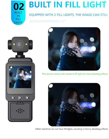 Body Mounted Video Cameras, 2.5K Portable Vlogging Camera with WiFi, Night Vision & Stabilization Mini Action Camera for Travel, Sports, Covert Recording (1.6" Screen, Rotatable Lens) in Saudi Arabia