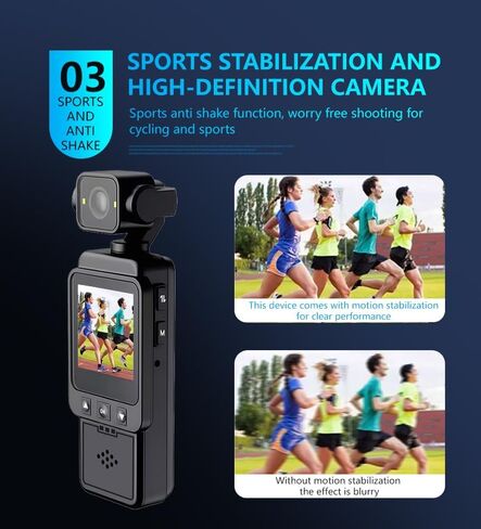 Body Mounted Video Cameras, 2.5K Portable Vlogging Camera with WiFi, Night Vision & Stabilization Mini Action Camera for Travel, Sports, Covert Recording (1.6" Screen, Rotatable Lens) in Saudi Arabia