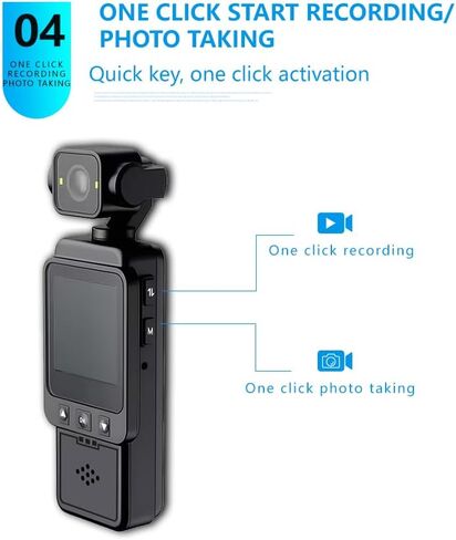 Body Mounted Video Cameras, 2.5K Portable Vlogging Camera with WiFi, Night Vision & Stabilization Mini Action Camera for Travel, Sports, Covert Recording (1.6" Screen, Rotatable Lens) in Saudi Arabia