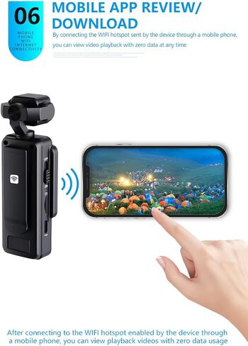 Body Mounted Video Cameras, 2.5K Portable Vlogging Camera with WiFi, Night Vision & Stabilization Mini Action Camera for Travel, Sports, Covert Recording (1.6" Screen, Rotatable Lens) in Saudi Arabia
