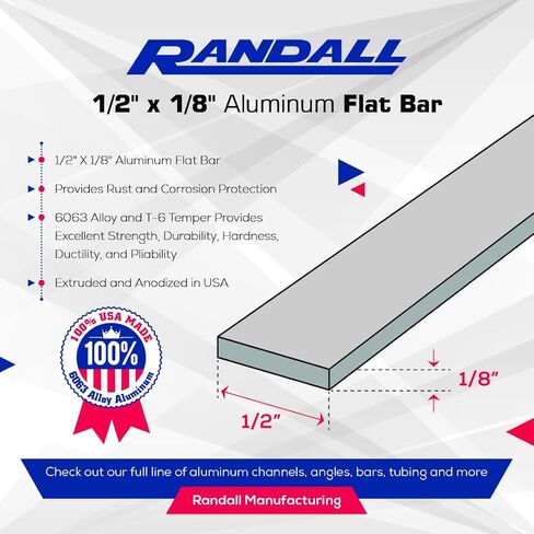 4 FT - 1/2" x 1/8" Anodized Aluminum Bar 6063 Alloy T-6 Temper in Saudi Arabia