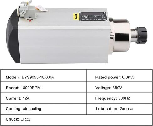 6kw air-Cooled Spindle Motor ER32 Chuck 220V 380V Without mounting Flange(6.0kw ER32 380V) in Saudi Arabia