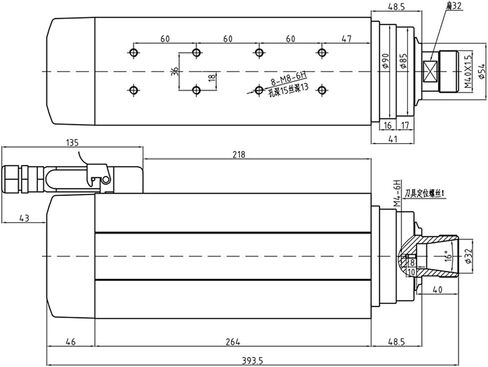 GDF60-18Z 7.5KW square air-cooled spindle ER32 4 bearings CNC(220V) in Saudi Arabia