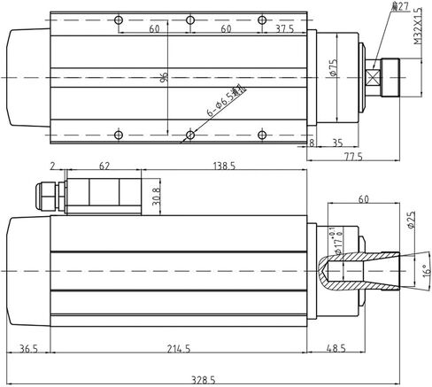 3.5KW CNC محرك المغزل ER25 220V 380V مربعة التثبيت المبرد بالهواء (3.5KW ER25 380V) in Saudi Arabia