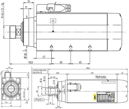 6kw Square air-Cooled ER32 18000rpm 300Hz Spindle Motor in Saudi Arabia