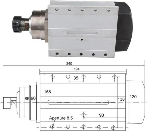 4.5kw ER32 air cooled spindle motor 220v / 380v square 4 piece ball bearing with mounting flange(4.5kw ER32 380V) in Saudi Arabia