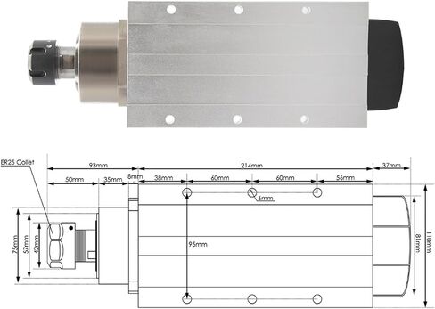 3.5kw ER25 air-cooled spindle 4pcs ceramic ball bearings 220v / 380v 0.01mm accuracy(380v) in Saudi Arabia