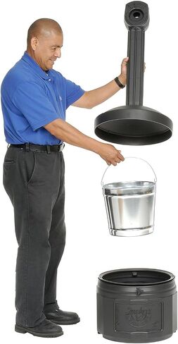 Justrite Cease-Fire Cigarette Butt Receptacle - 16-1/2" Dia.X38-1/2"H - 4-Gallon Capacity - Black in Saudi Arabia
