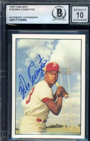 Wes Covington Gem Mint 10 Beckett Bas وقعت 1978 TCMA توقيع 60S in Saudi Arabia