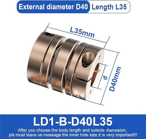 LD1-B-D40L35 (6-19) Single Diaphragm Coupling Coupler D40L35 Flexible to Servo Stepper Motor 6mm 8mm 10mm 22mm Shaft Diameter 1Pcs(8X8) in Saudi Arabia