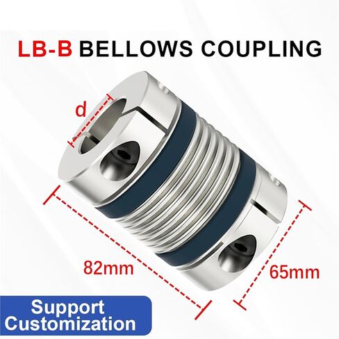 LB-B-D65L82 (12-38) Shaft Coupling LB B D65L82 Bellows Flexible Motor Coupler CNC Aluminium High Elasticity Universal Joint 3D Printer 1Pcs(LB-B-D65L82-28X28) in Saudi Arabia