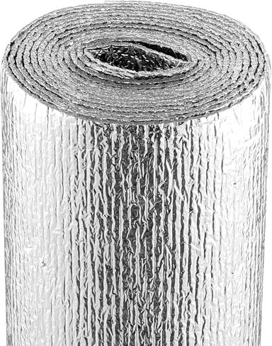 VEVOR Double Reflective Insulation Roll, Foam Core Radiant Barrier, 3.2 mm 48 in x 50 ft, Double-Sided Aluminum Foil EPE Foam Heat Reflective Shield, Thermal Insulation Roll for Window RV Roof in Saudi Arabia