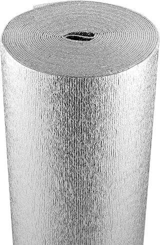 VEVOR Double Reflective Insulation Roll, Foam Core Radiant Barrier, 3.2 mm 48 in x 50 ft, Double-Sided Aluminum Foil EPE Foam Heat Reflective Shield, Thermal Insulation Roll for Window RV Roof in Saudi Arabia