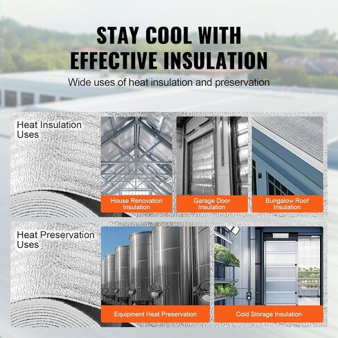 VEVOR Double Reflective Insulation Roll, Foam Core Radiant Barrier, 3.2 mm 48 in x 50 ft, Double-Sided Aluminum Foil EPE Foam Heat Reflective Shield, Thermal Insulation Roll for Window RV Roof in Saudi Arabia