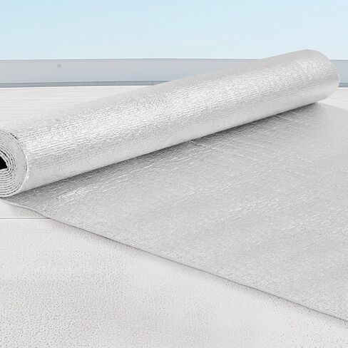 VEVOR Double Reflective Insulation Roll, Foam Core Radiant Barrier, 3.2 mm 48 in x 50 ft, Double-Sided Aluminum Foil EPE Foam Heat Reflective Shield, Thermal Insulation Roll for Window RV Roof in Saudi Arabia