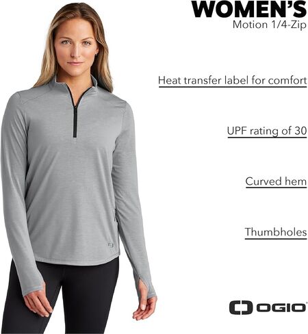 OGIO للسيدات Motion Quarter Zip | رطوبة فتيل تمارين الرياضة أعلى ، ألواح الأكمام الطويلة الرياضية لممارسة الرياضة وارتداء غير رسمي in Saudi Arabia