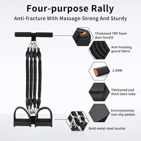 Multifunction Tension Rope, 2 Tubes Stretch Yoga Pedal Tension Strap, Adjustable Resistance, Tension Rope Fitness Equipment in Saudi Arabia