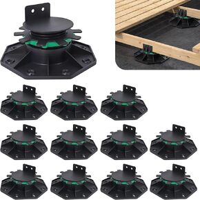 24Pack Upgraded Adjustable Deck Support Pedestal，Deck Foundation Base Support ，Adjustment Raising from 1-9/16" to 2-3/8"，with Fastener Ring for Maximum Stability，Flooring Joist Supports，Black in Saudi Arabia