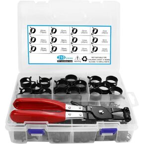 210Pcs 7-25mm Spring Band Hose Clamps With Plier Assortment Kit Vacuum Hose Steel Clamp Pressure Air Clip in Kuwait