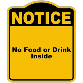 لا يوجد طعام أو مشروب داخل إشعار أصفر أسود بلومنيوم علامة مركب 20 × 24 بوصة in Kuwait