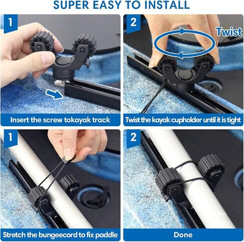 Kayak Paddle Holder, Kayak Fishing Net Holder, Kayak Accessories、Kayak Fishing Poles Holder, Kayak Track Mount Accessories for Fishing Kayak, CanoePaddle Board(2PCS) in Saudi Arabia