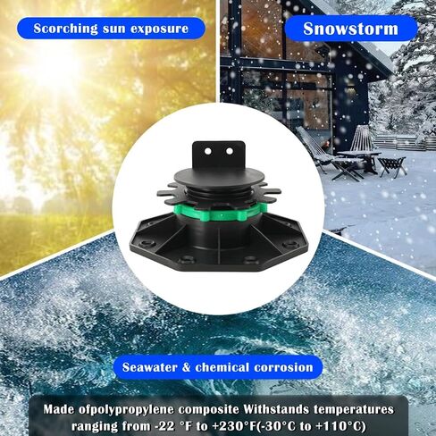 24Pack Upgraded Adjustable Deck Support Pedestal，Deck Foundation Base Support ，Adjustment Raising from 1-9/16" to 2-3/8"，with Fastener Ring for Maximum Stability，Flooring Joist Supports，Black in Saudi Arabia