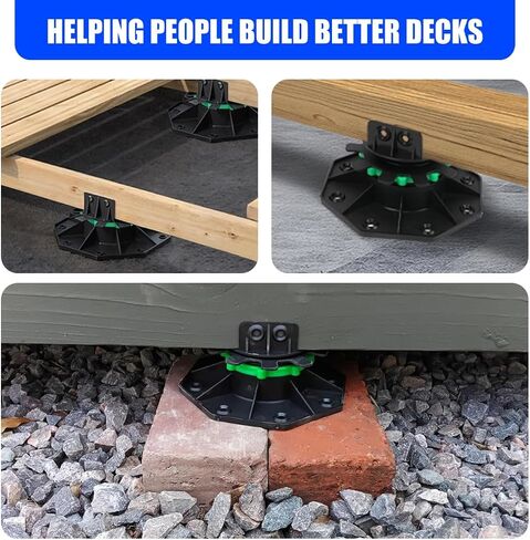 24Pack Upgraded Adjustable Deck Support Pedestal，Deck Foundation Base Support ，Adjustment Raising from 1-9/16" to 2-3/8"，with Fastener Ring for Maximum Stability，Flooring Joist Supports，Black in Saudi Arabia